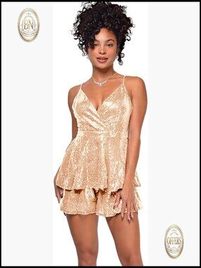 Sequin Jumpsuit with Spaghetti Straps and V-Neck for Party Wear